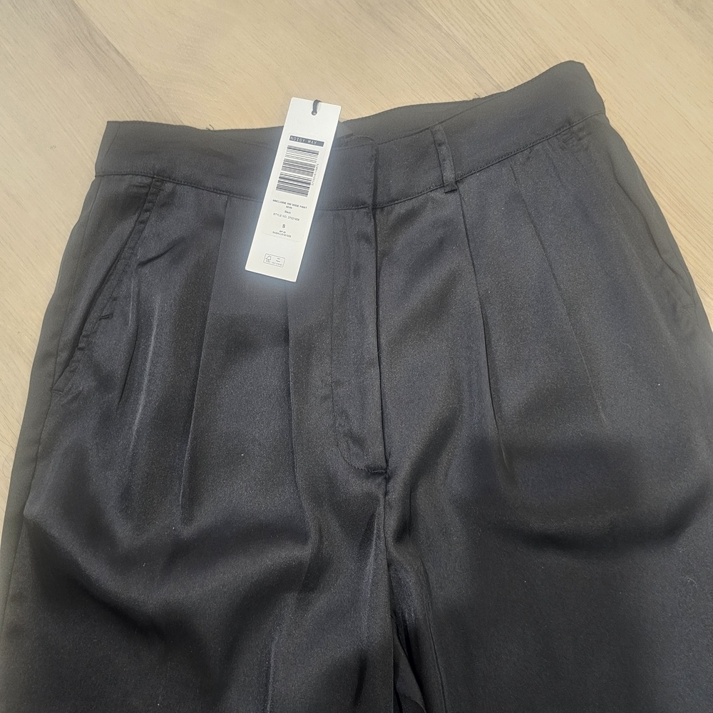 NWT Noisy May Black Satin Wide Leg High Rise Pleated Trouser Pant Sz.S Party - Picture 4 of 6
